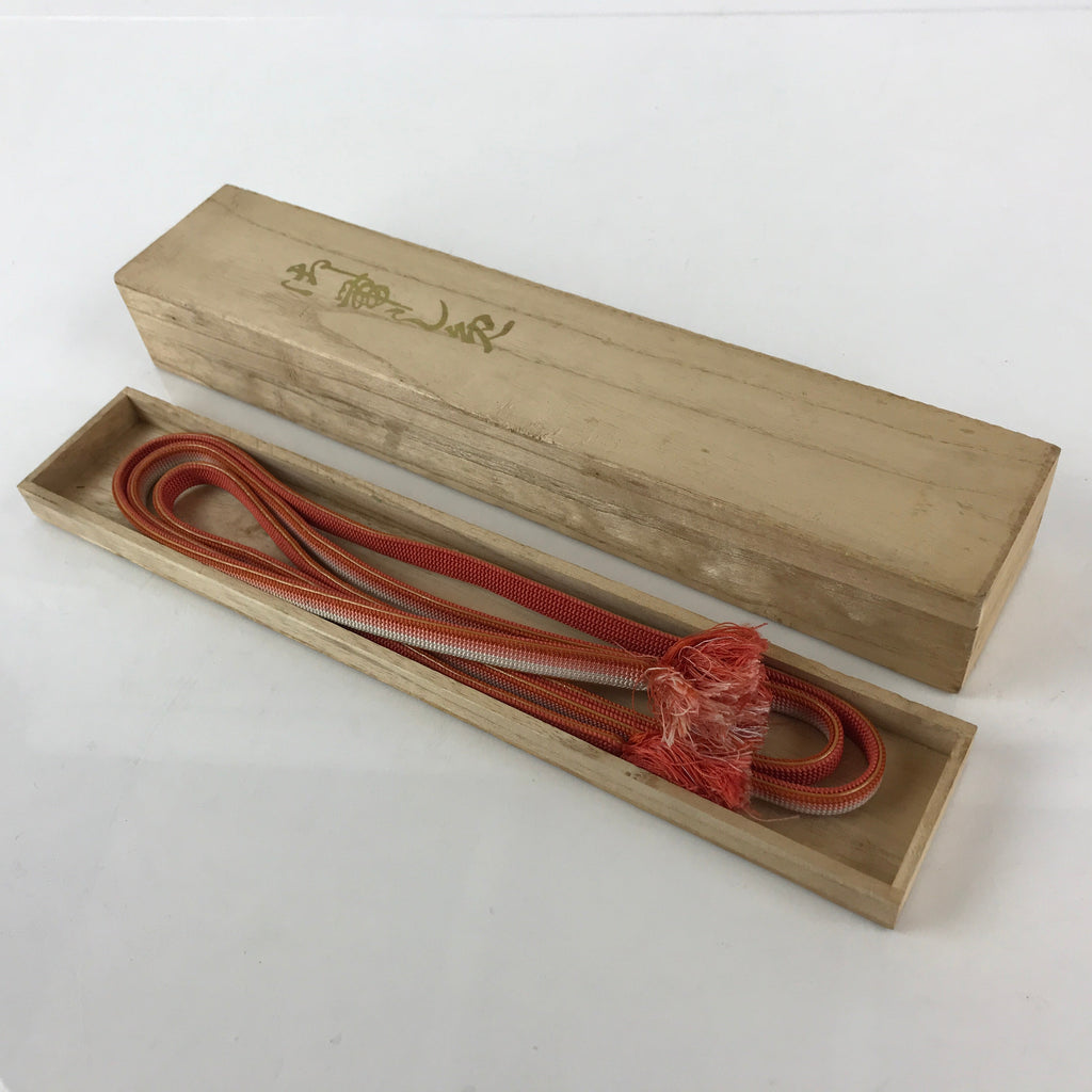 Japanese Boxed Obijime Kimono Accessory Silk Kumihimo Kimono Orange White OJ162