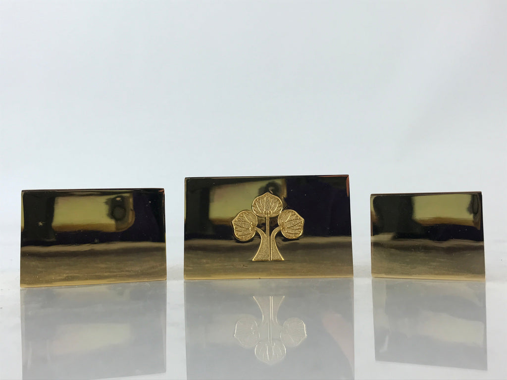 Japanese Boxed Zenkoji Gokaicho Memorial Masu Sake Cup 3 Cup Set Vtg Gold PX674