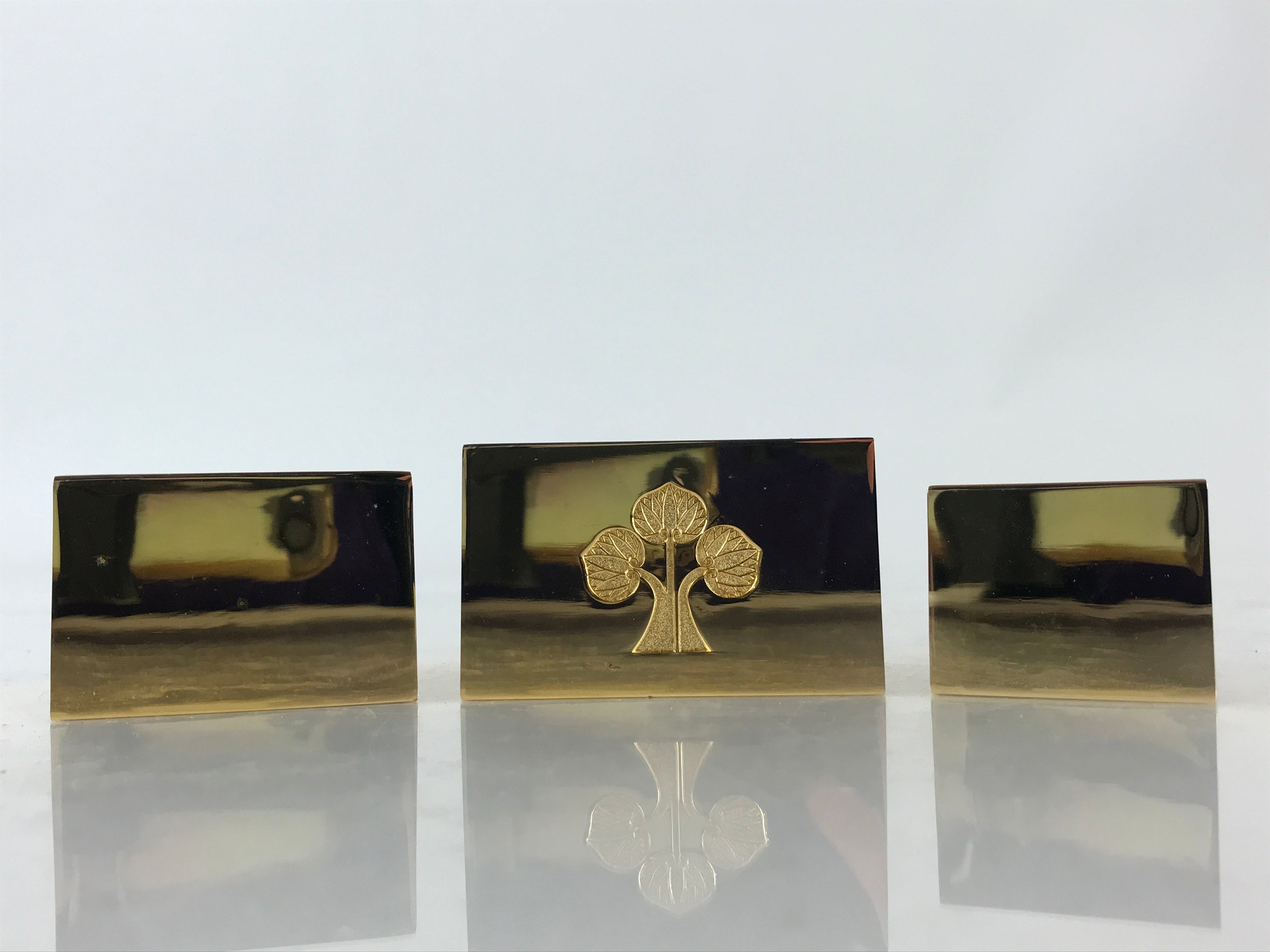 Japanese Boxed Zenkoji Gokaicho Memorial Masu Sake Cup 3 Cup Set Vtg Gold PX674