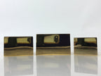 Japanese Boxed Zenkoji Gokaicho Memorial Masu Sake Cup 3 Cup Set Vtg Gold PX674