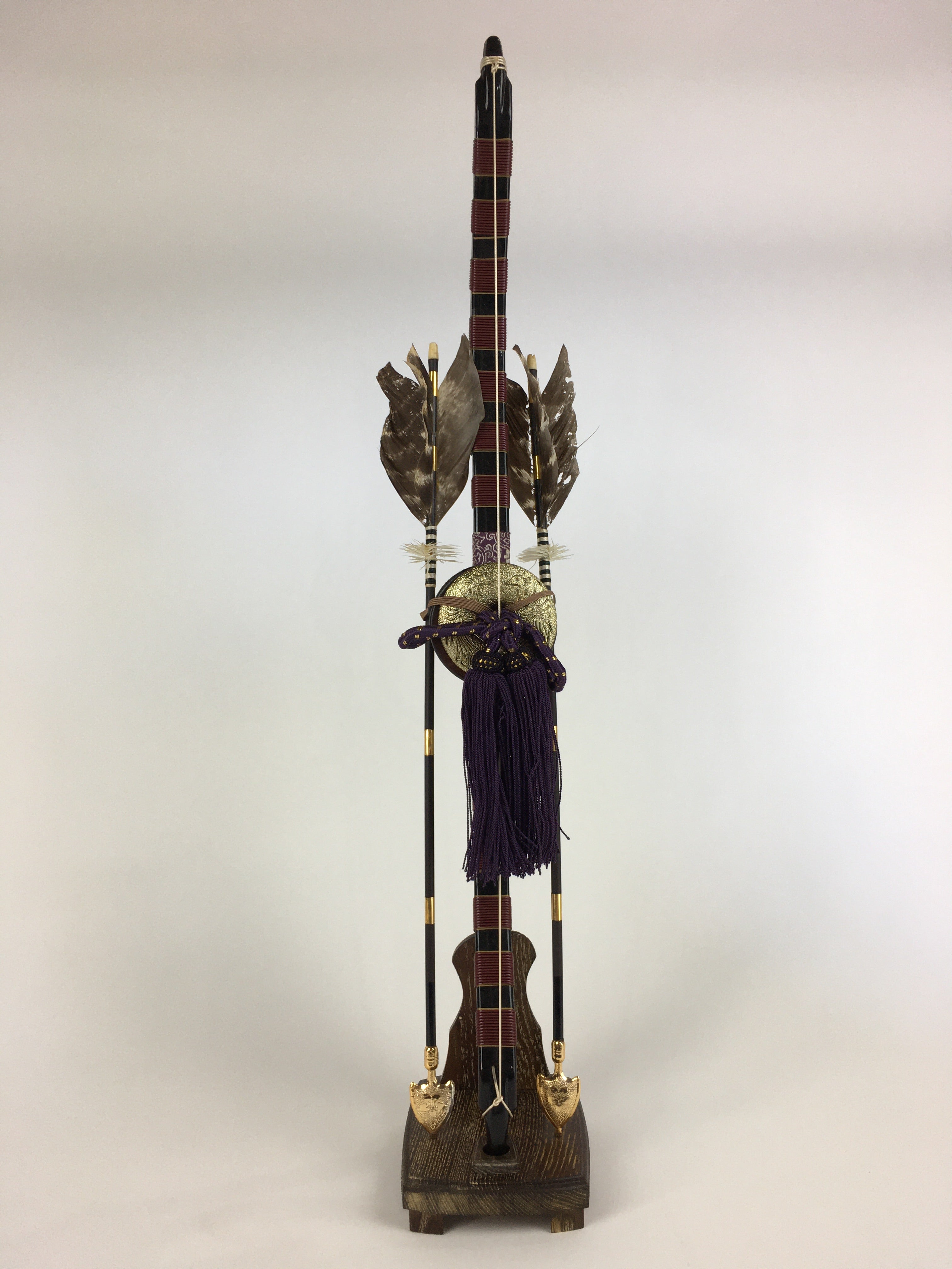 Japanese Boy's Day Bow Arrow And Display Stand Set Vtg Amulet Yumiya ID438