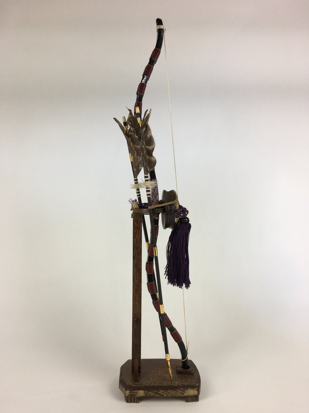 Japanese Boy's Day Bow Arrow And Display Stand Set Vtg Amulet Yumiya ID438