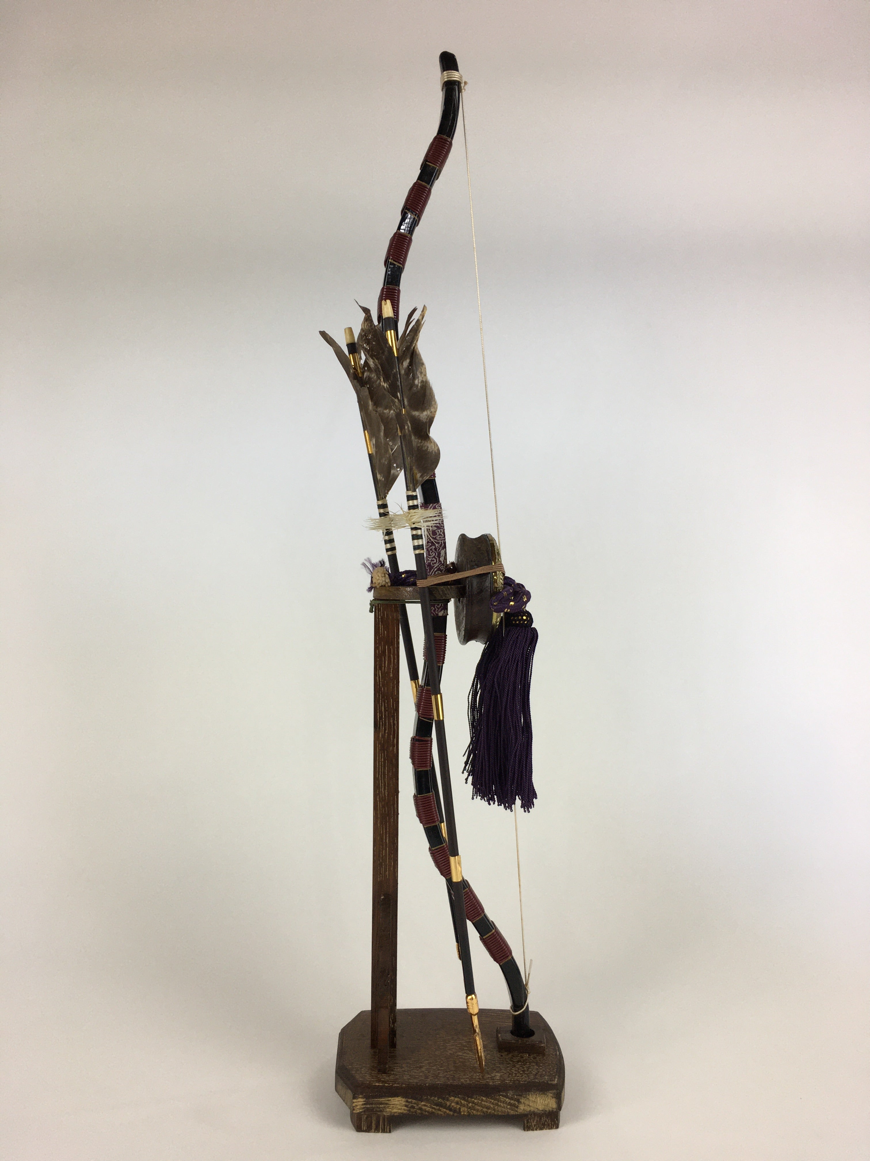 Japanese Boy's Day Bow Arrow And Display Stand Set Vtg Amulet Yumiya ID438