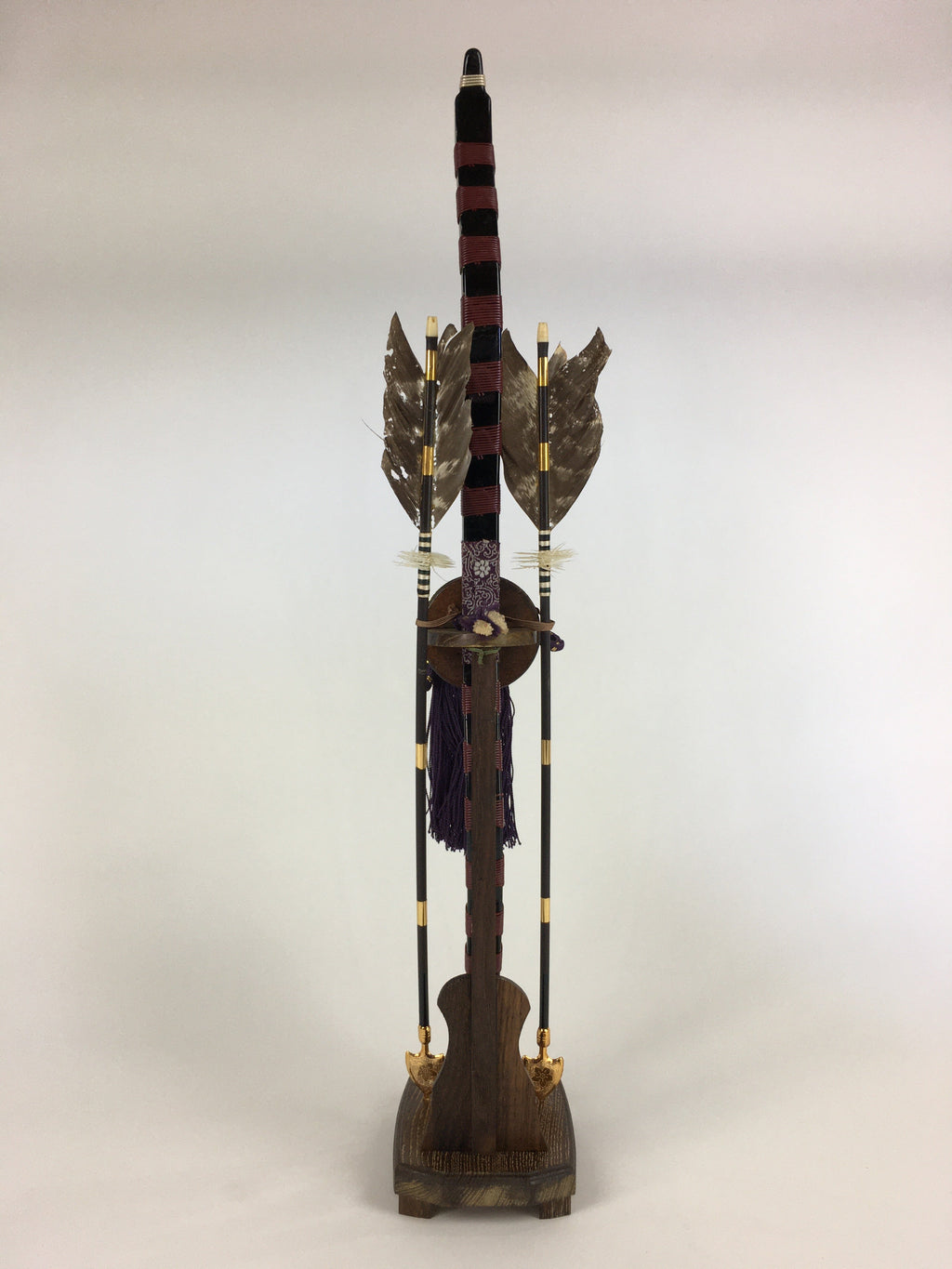 Japanese Boy's Day Bow Arrow And Display Stand Set Vtg Amulet Yumiya ID438