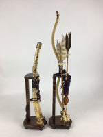 Japanese Boy's Day Bow Arrow And Sword Display Stand Set Vtg Amulet ID425