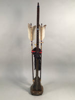Japanese Boy's Day Bow Arrow Display Vtg Stand Wood Feather Amulet ID342