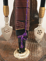 Japanese Boy's Day Bow Arrow Display Vtg Stand Wood Feather Amulet ID342