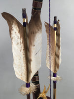 Japanese Boy's Day Bow Arrow Display Vtg Stand Wood Feather Amulet ID342