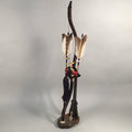 Japanese Boy's Day Bow Arrow Display Vtg Stand Wood Feather Amulet ID342