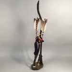 Japanese Boy's Day Bow Arrow Display Vtg Stand Wood Feather Amulet ID342