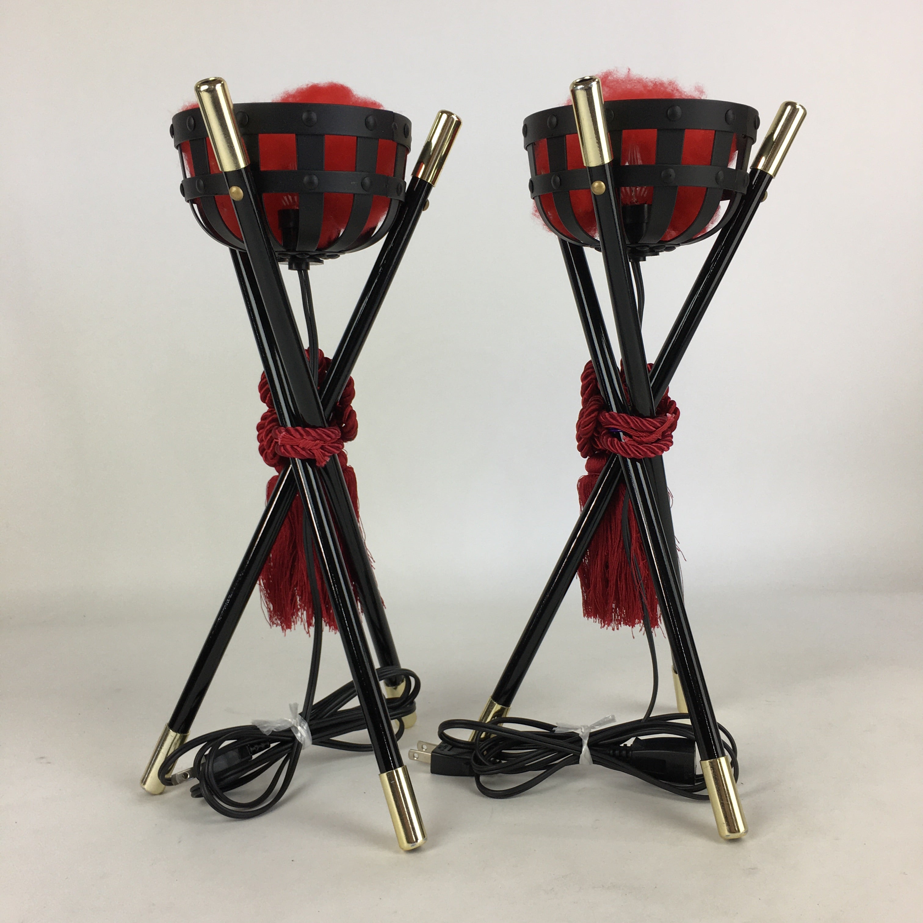 Japanese Boy's Day Display Kagaribi Lantern Pair Vtg Electric Bonfire ID436