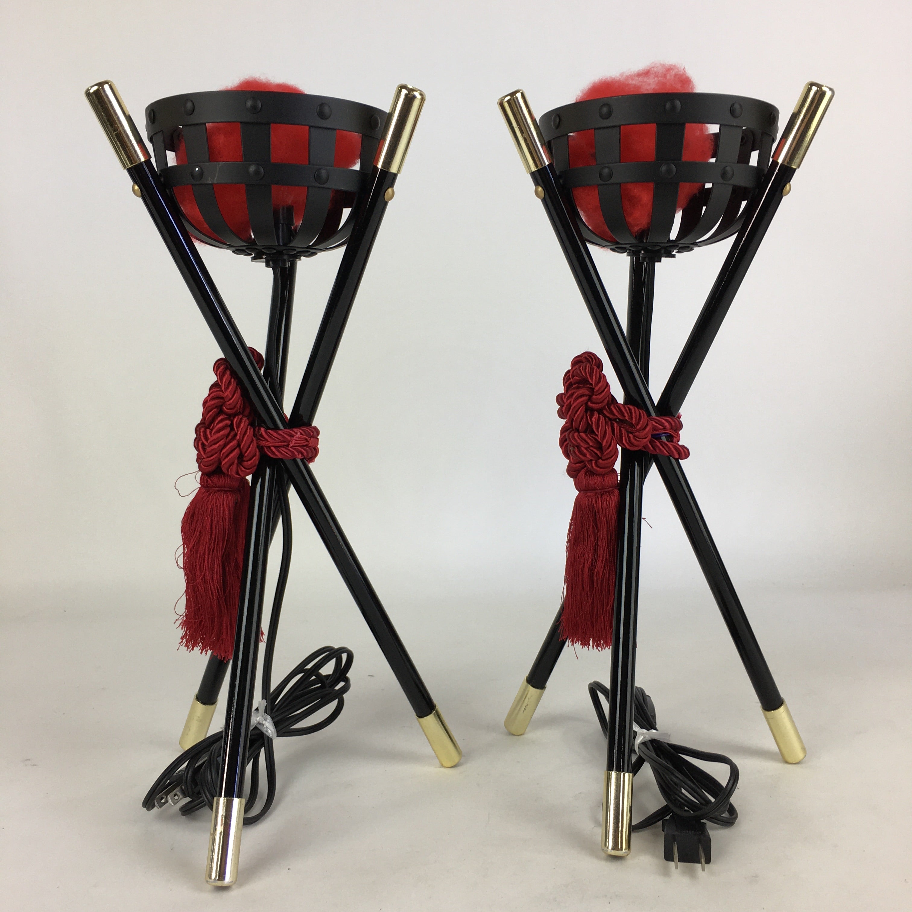 Japanese Boy's Day Display Kagaribi Lantern Pair Vtg Electric Bonfire ID436