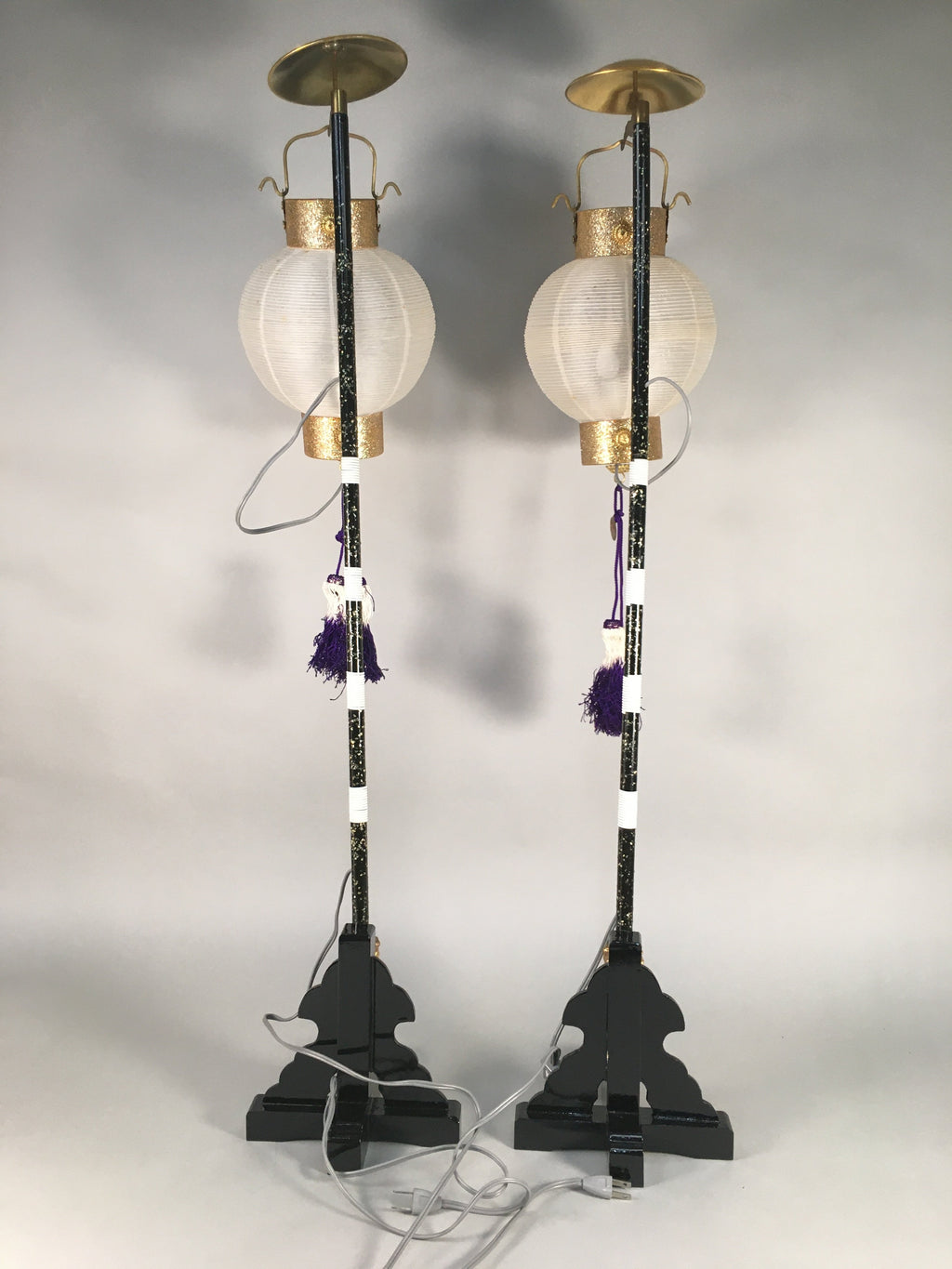 Japanese Boy's Day Display Vtg Standing Lantern Pair Electric Chochin ID319