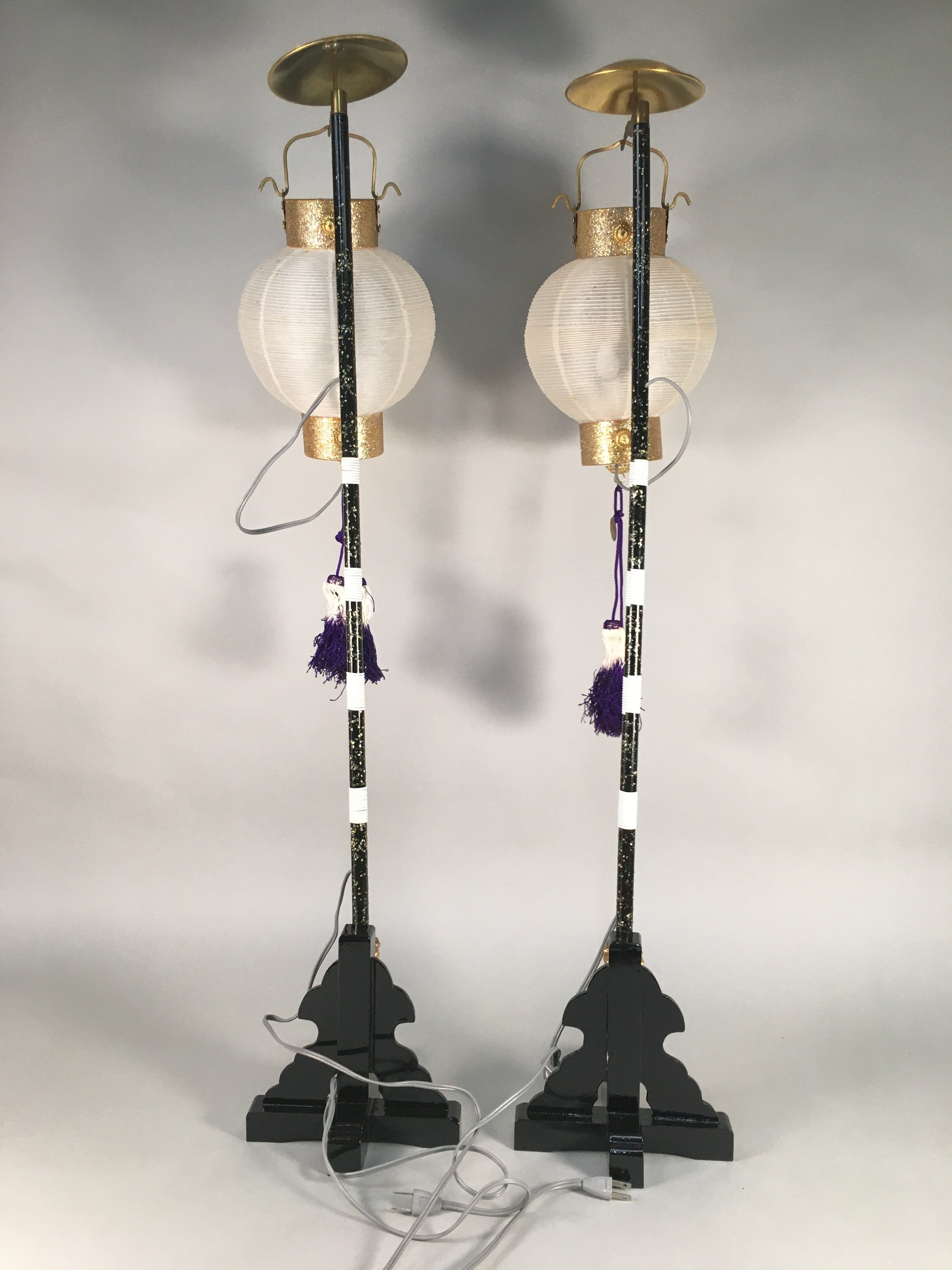 Japanese Boy's Day Display Vtg Standing Lantern Pair Electric Chochin ID319