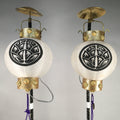Japanese Boy's Day Display Vtg Standing Lantern Pair Electric Chochin ID319