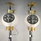 Japanese Boy's Day Display Vtg Standing Lantern Pair Electric Chochin ID319