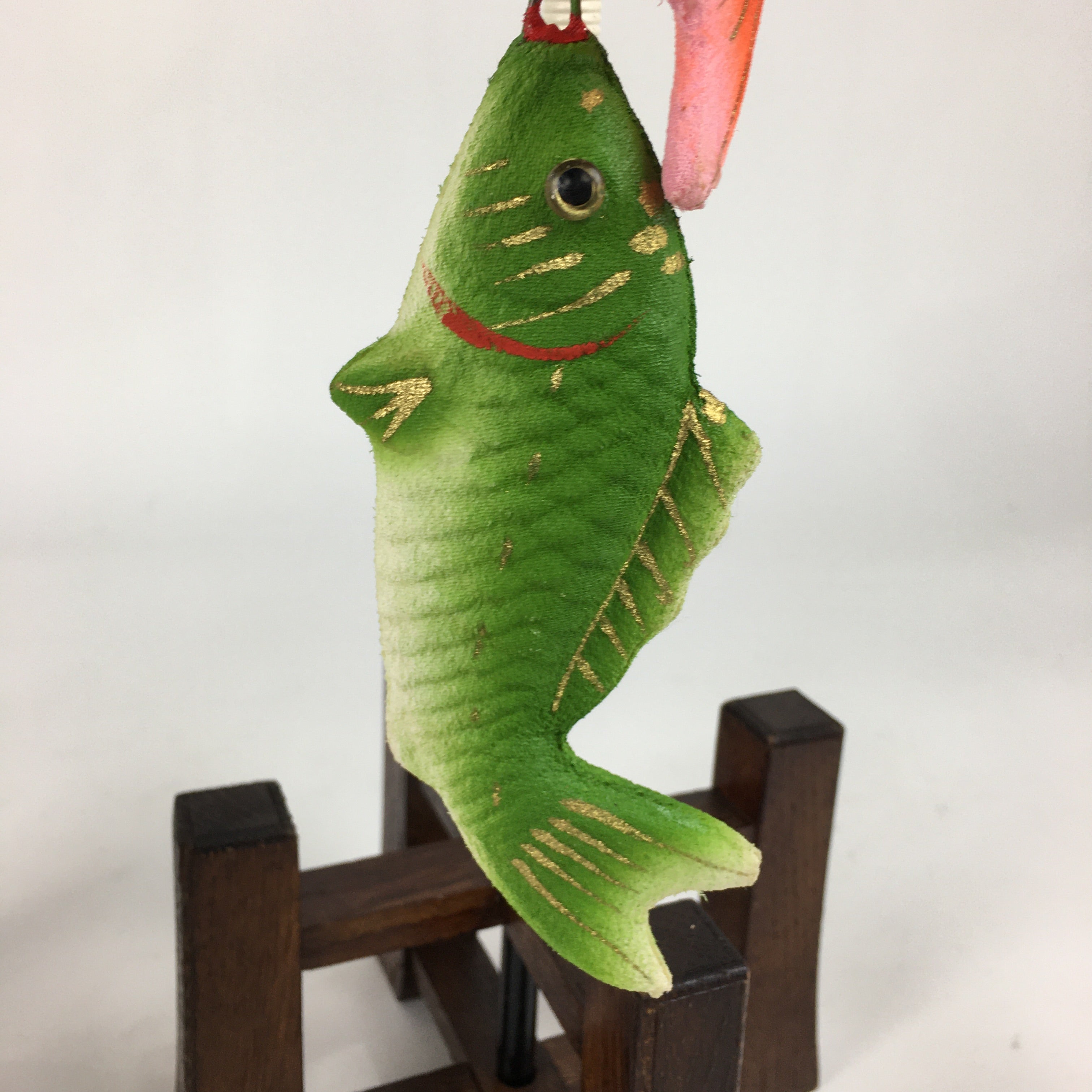 Japanese Boy's Day Koinobori Indoor Display 2 Stands Vtg Carp Streamer ID426