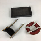 Japanese Boy's Day Papier-mache Helmet And Stand Set Vtg Armor ID399