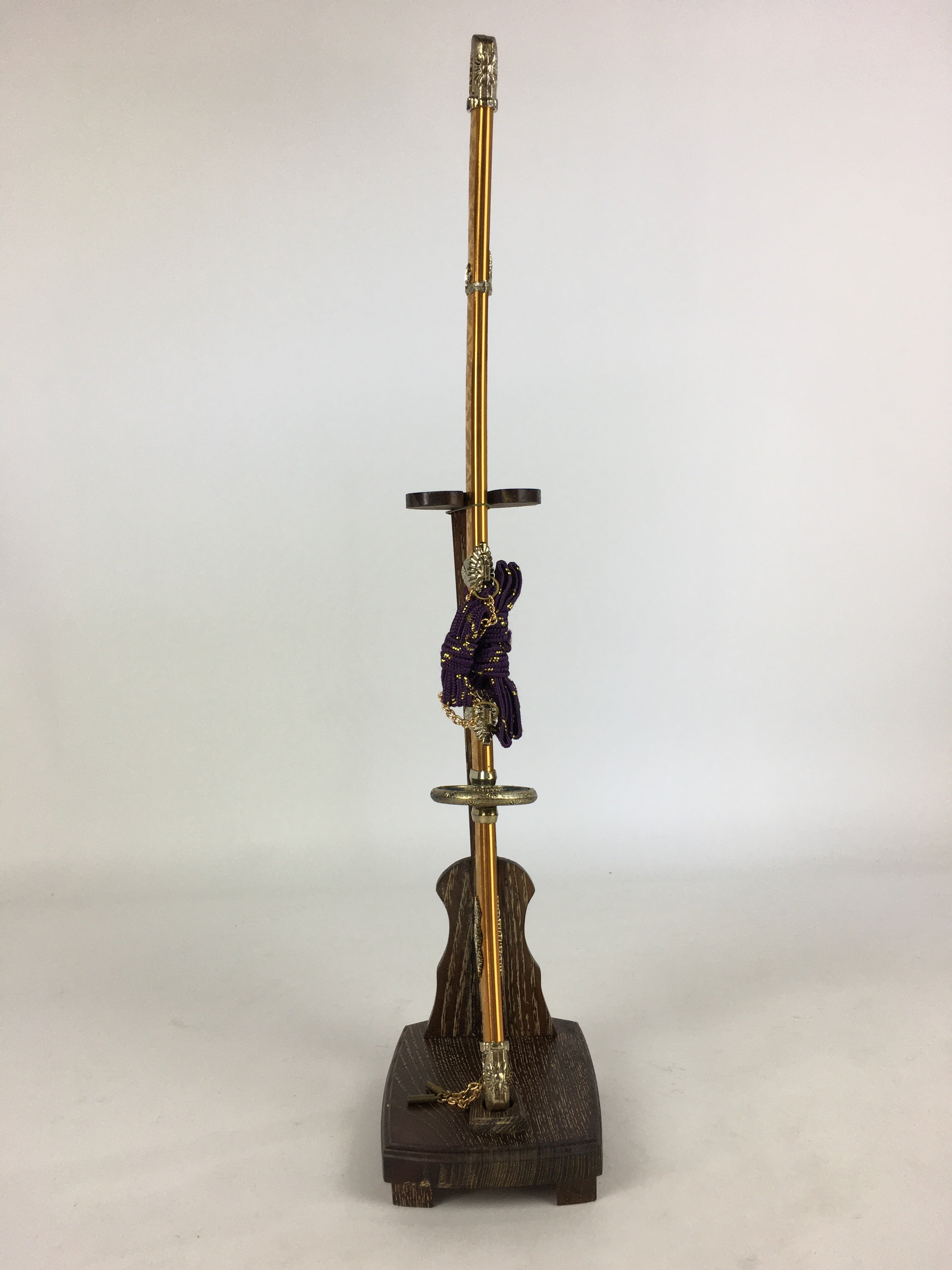 Japanese Boy's Day Sword Display Stand Set Vtg Amulet Katana ID437