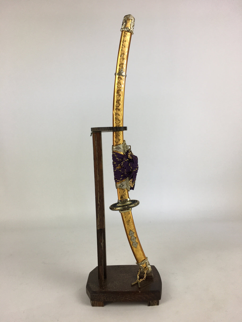 Japanese Boy's Day Sword Display Stand Set Vtg Amulet Katana ID437