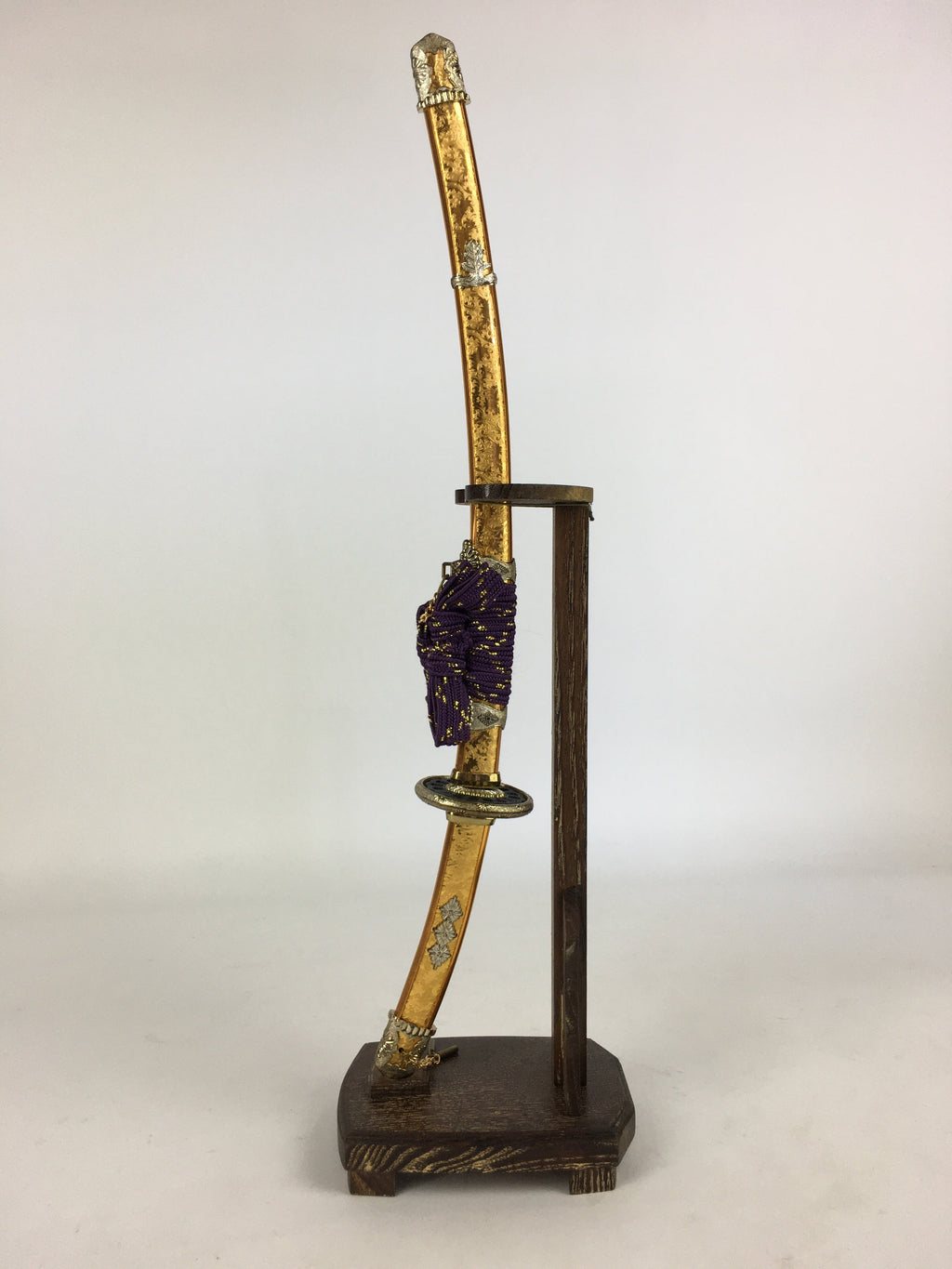 Japanese Boy's Day Sword Display Stand Set Vtg Amulet Katana ID437