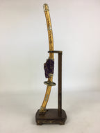 Japanese Boy's Day Sword Display Stand Set Vtg Amulet Katana ID437