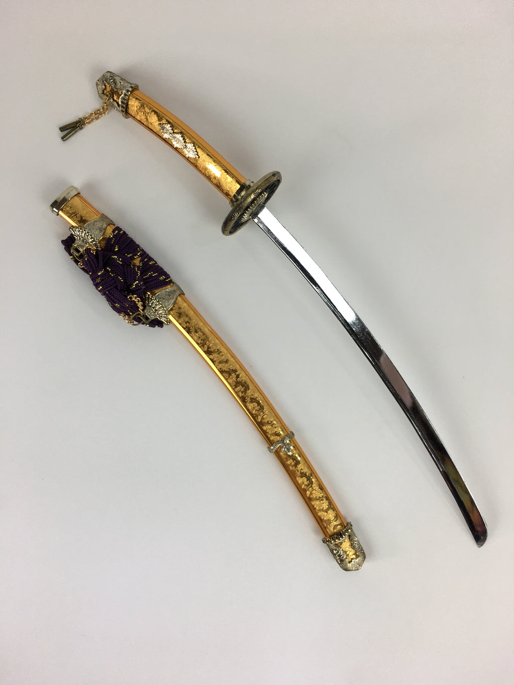 Japanese Boy's Day Sword Display Stand Set Vtg Amulet Katana ID437