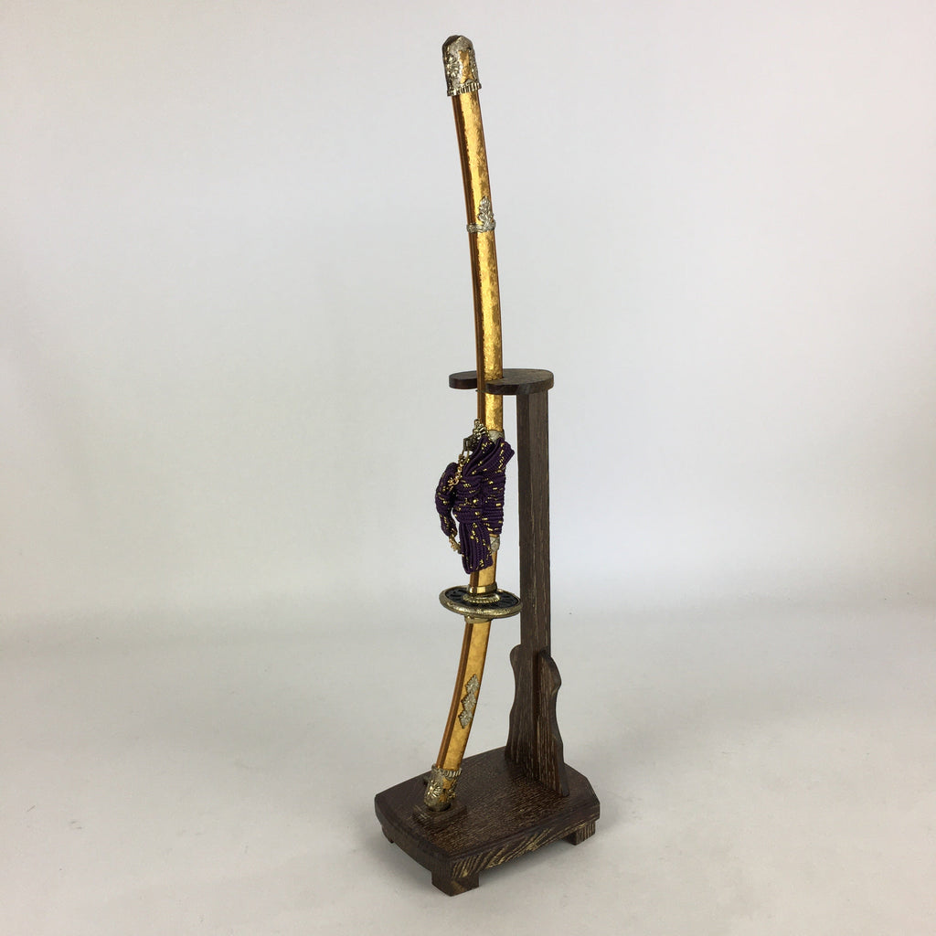 Japanese Boy's Day Sword Display Stand Set Vtg Amulet Katana ID437