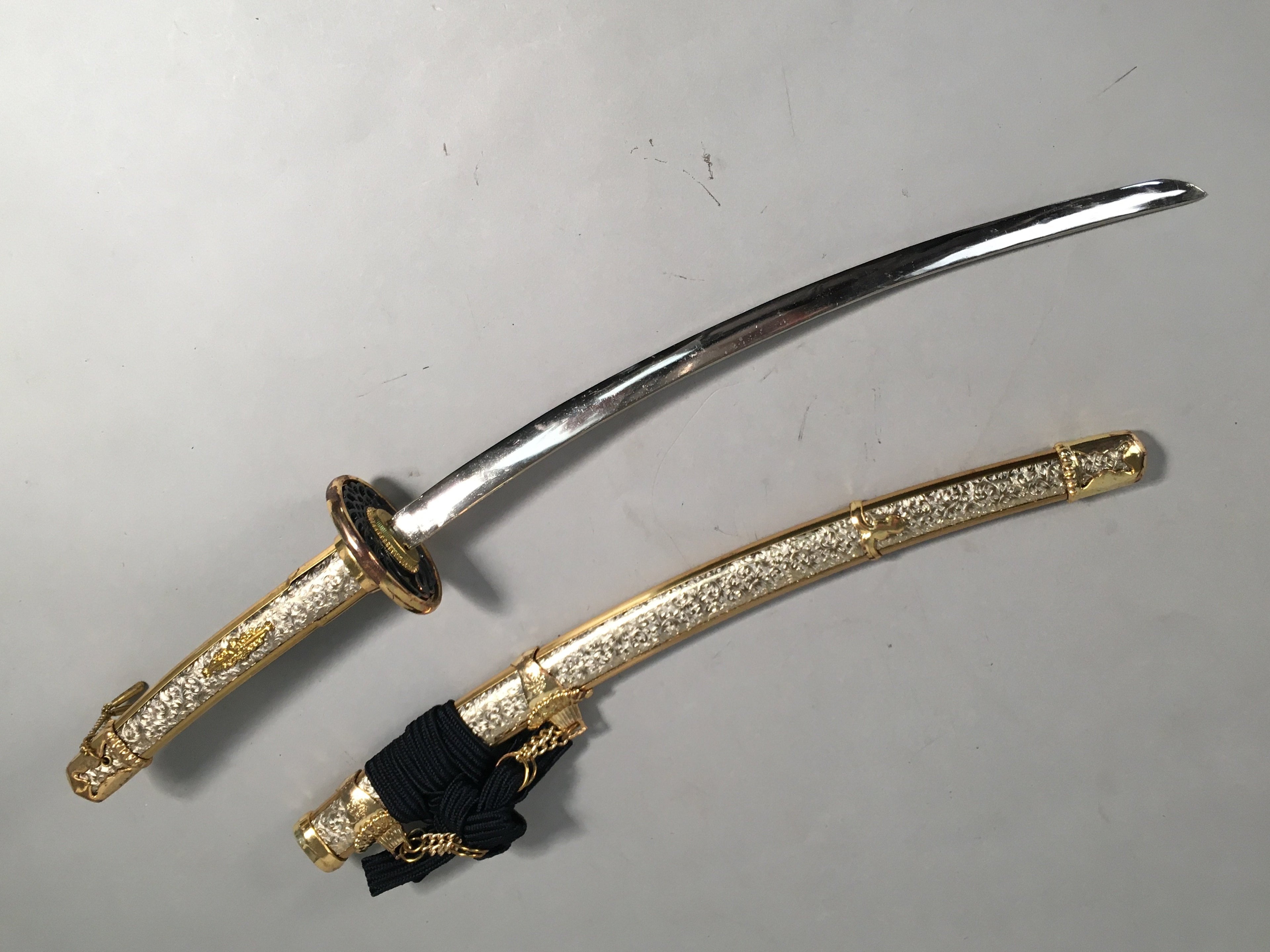 Japanese Boy's Day Sword Display Vtg Stand Katana Metal Wood ID341