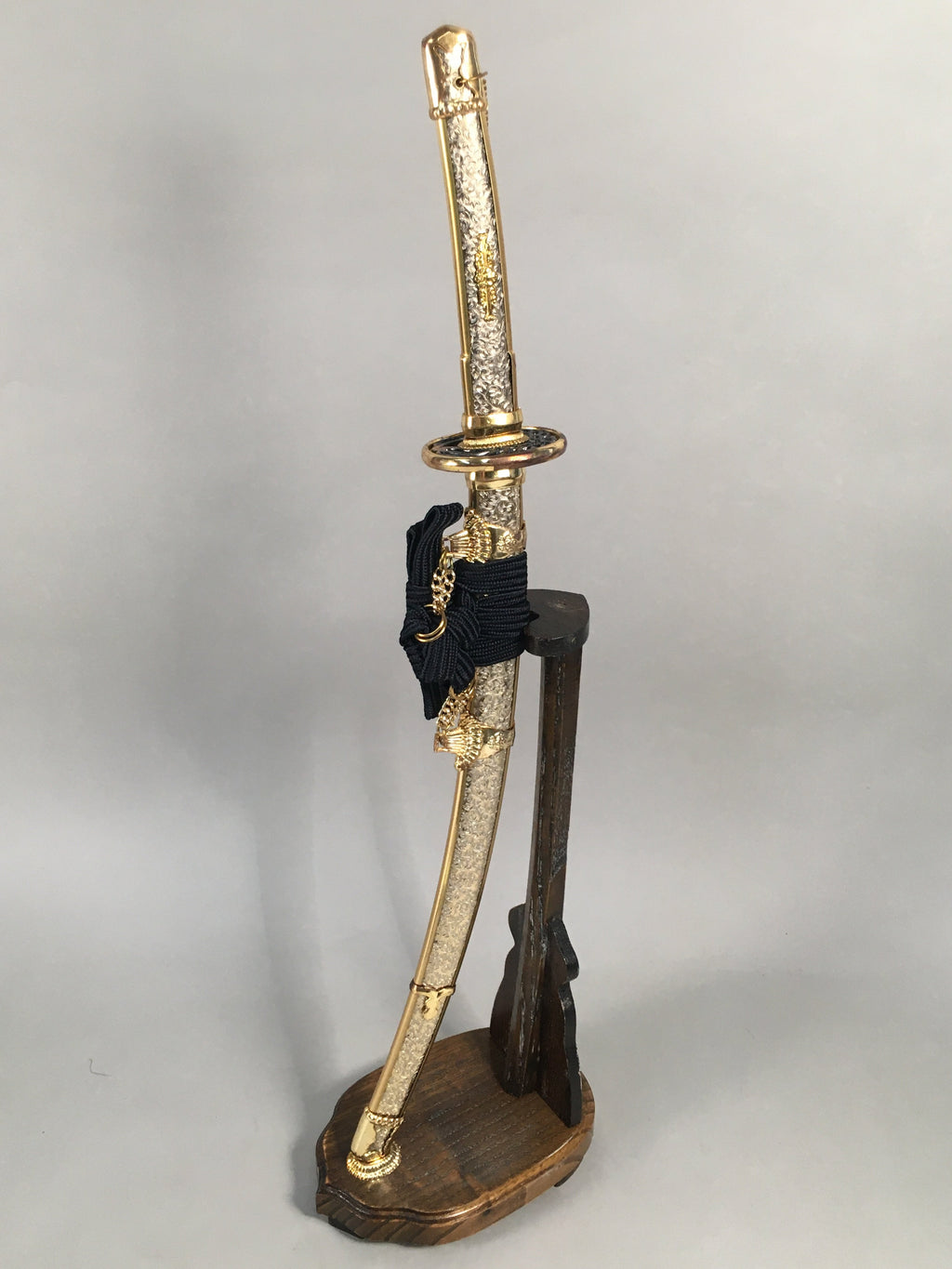Japanese Boy's Day Sword Display Vtg Stand Katana Metal Wood ID341