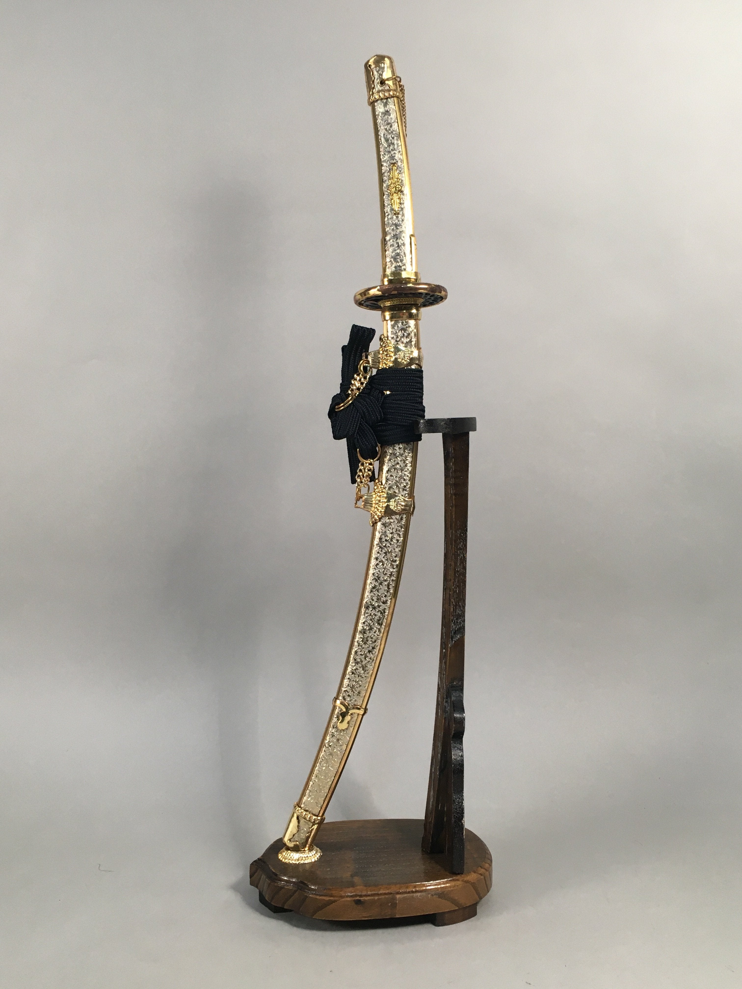 Japanese Boy's Day Sword Display Vtg Stand Katana Metal Wood ID341
