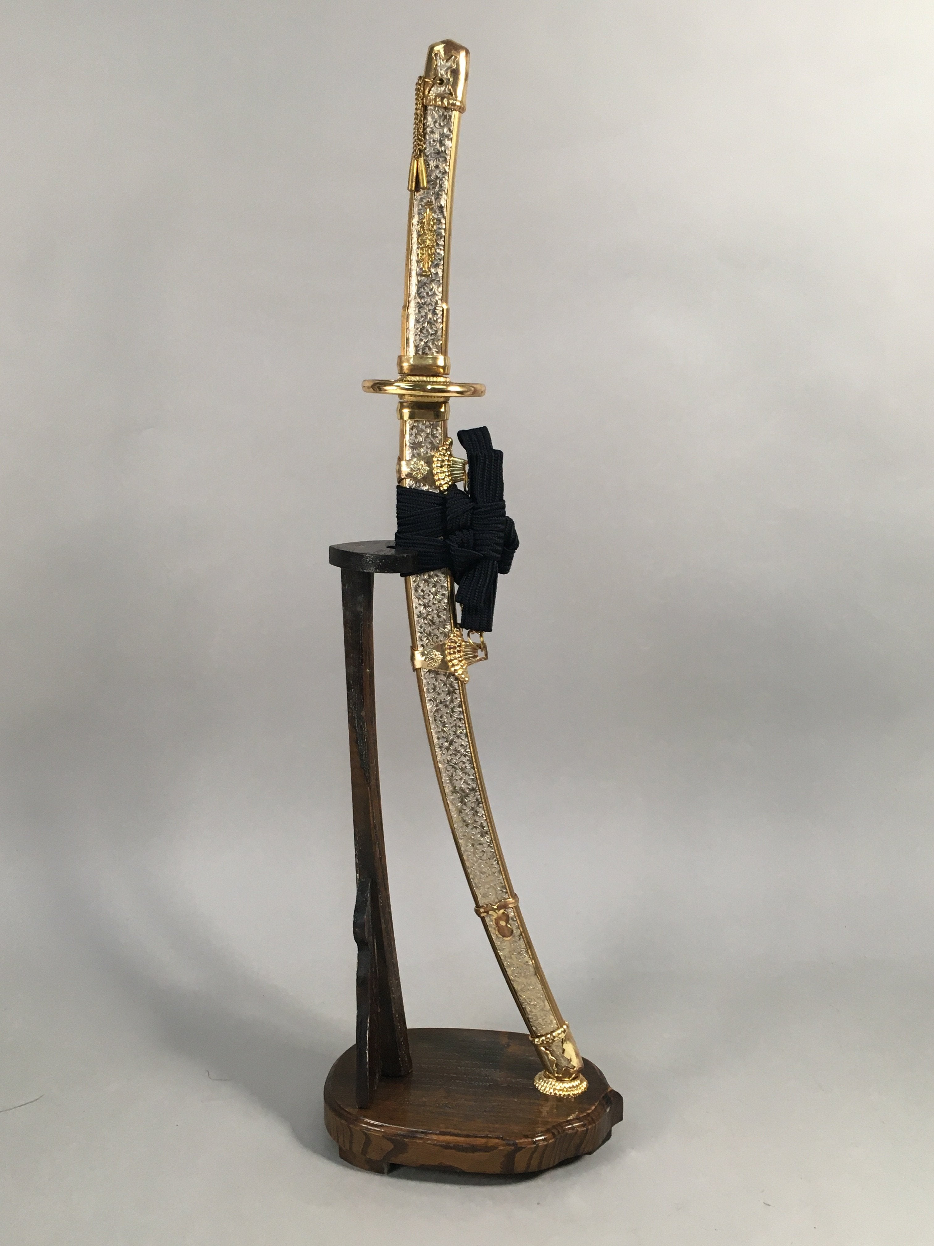 Japanese Boy's Day Sword Display Vtg Stand Katana Metal Wood ID341