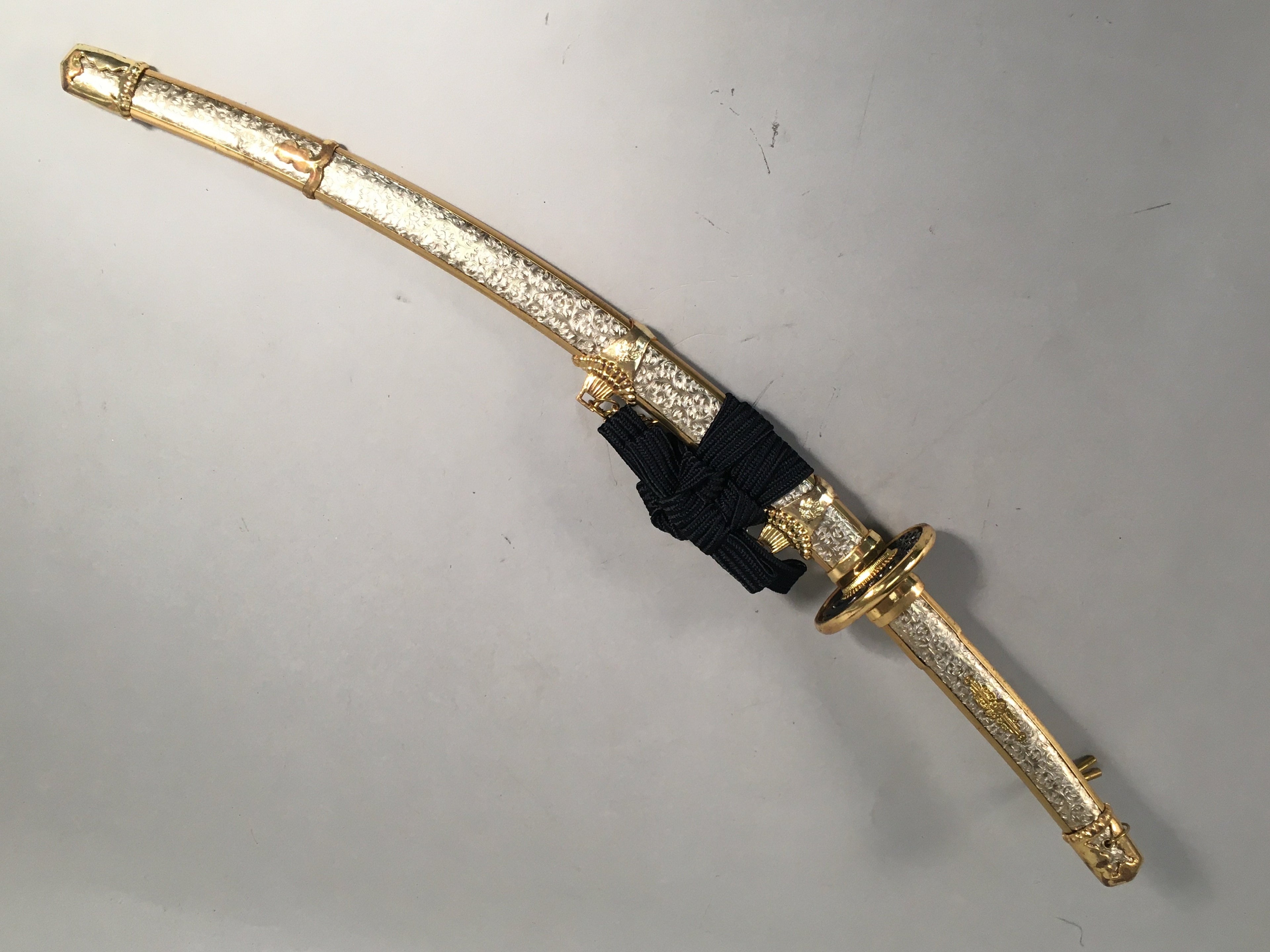 Japanese Boy's Day Sword Display Vtg Stand Katana Metal Wood ID341