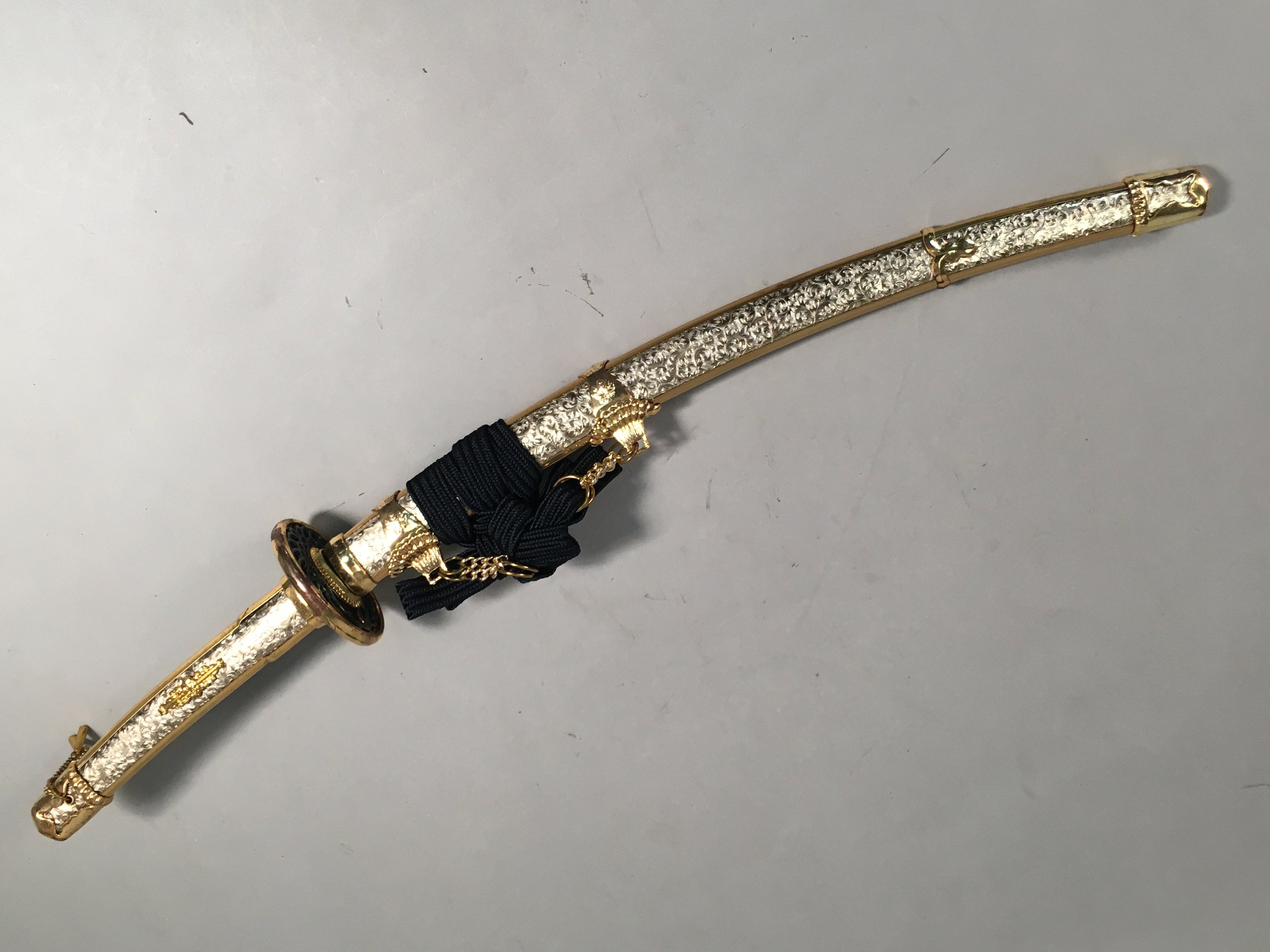 Japanese Boy's Day Sword Display Vtg Stand Katana Metal Wood ID341