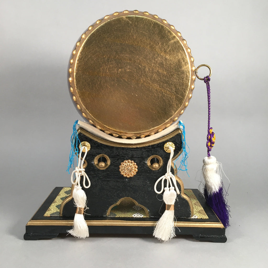 Japanese Boy's Day Taiko Drum Display Vtg Stand Striker Pillow Set ID318