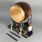 Japanese Boy's Day Taiko Drum Display Vtg Stand Striker Pillow Set ID318