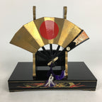 Japanese Boy's Day Wooden Folding Fan And Stand Set Vtg Japanese Flag ID398