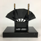 Japanese Boy's Day Wooden Folding Fan And Stand Set Vtg Japanese Flag ID398