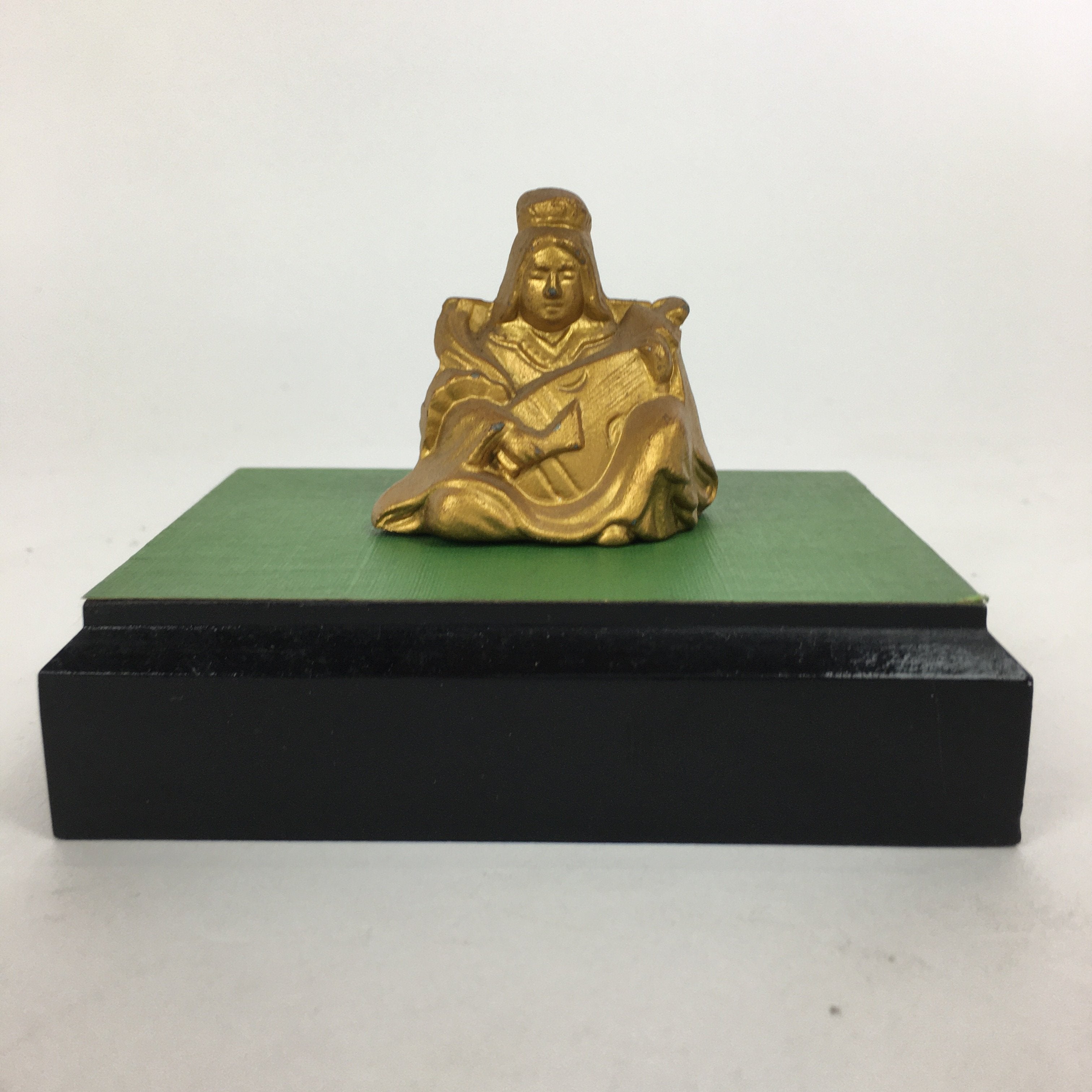 Japanese Brass 7 Lucky Gods Statue Benzaiten Vtg Golden Figurine Okimono BD712