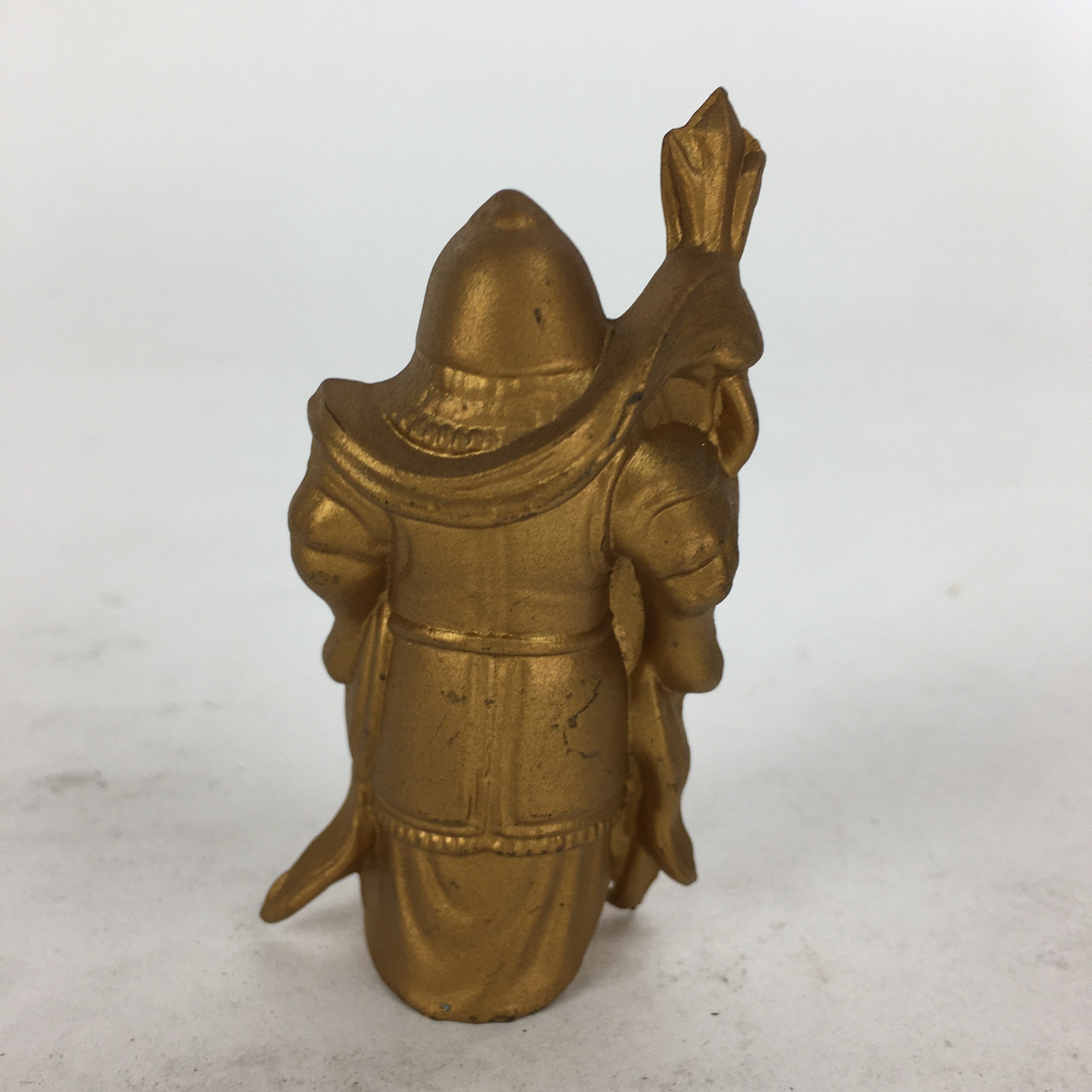 Japanese Brass 7 Lucky Gods Statue Bishamonten Vtg Golden Figurine Okimono BD717