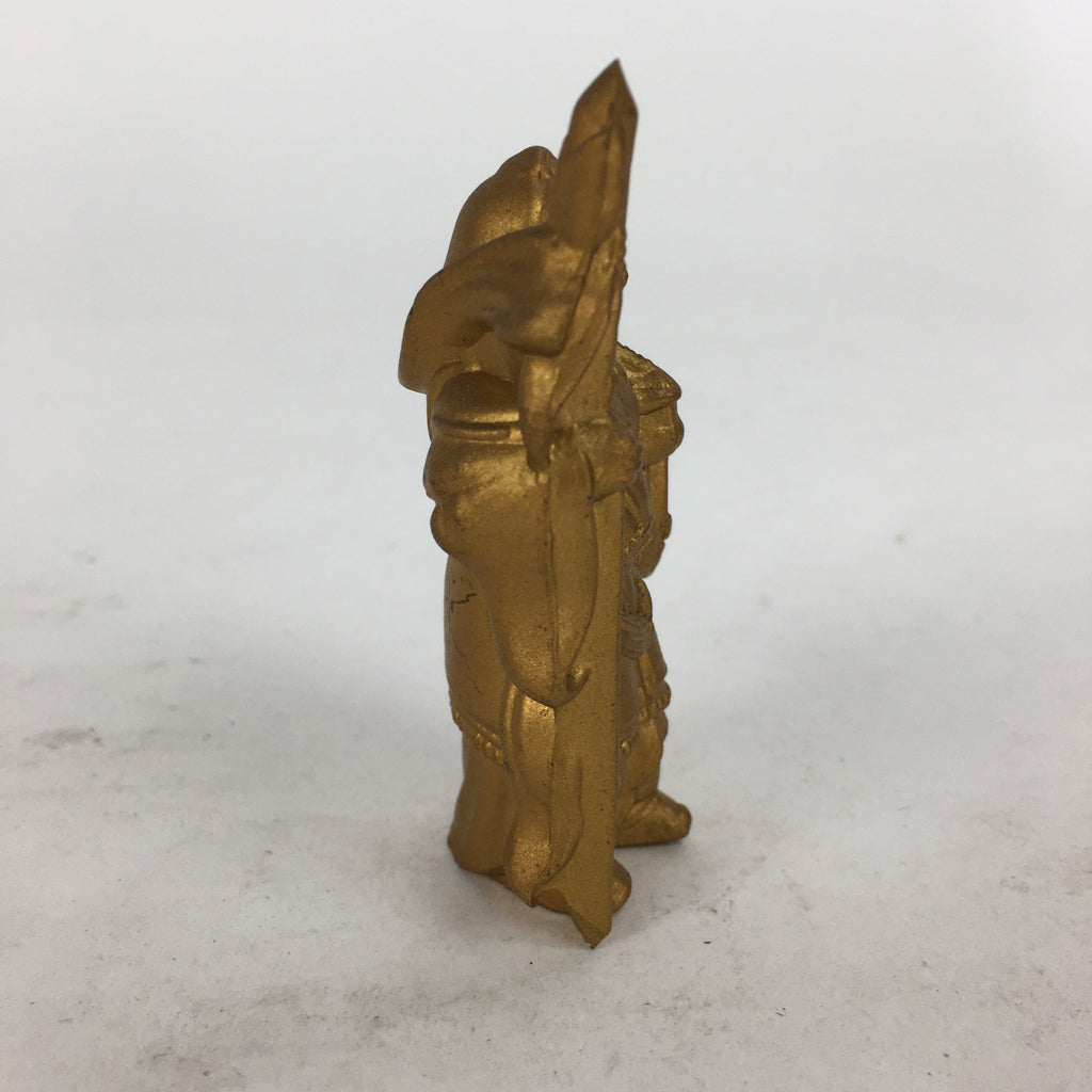 Japanese Brass 7 Lucky Gods Statue Bishamonten Vtg Golden Figurine Okimono BD717