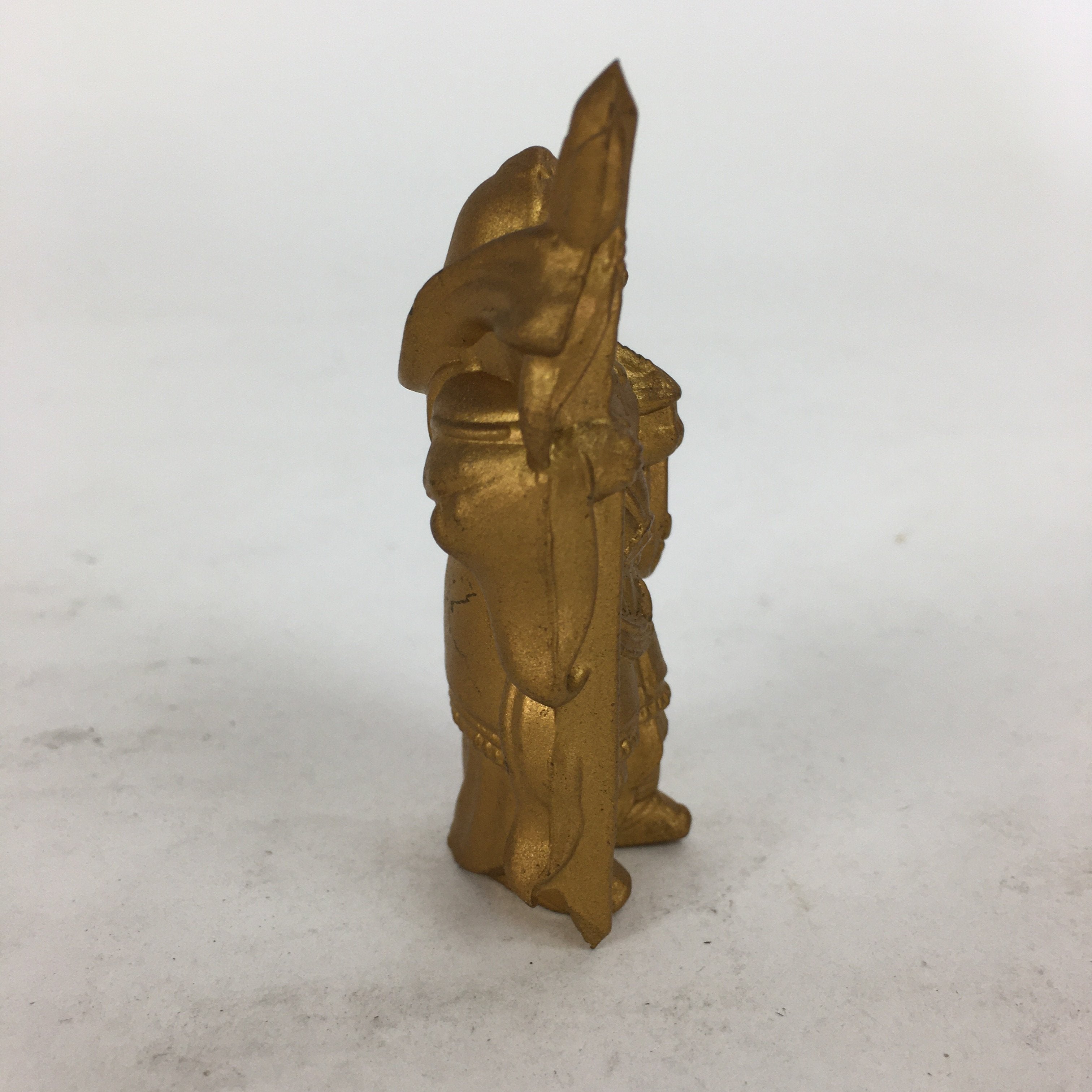 Japanese Brass 7 Lucky Gods Statue Bishamonten Vtg Golden Figurine Okimono BD717