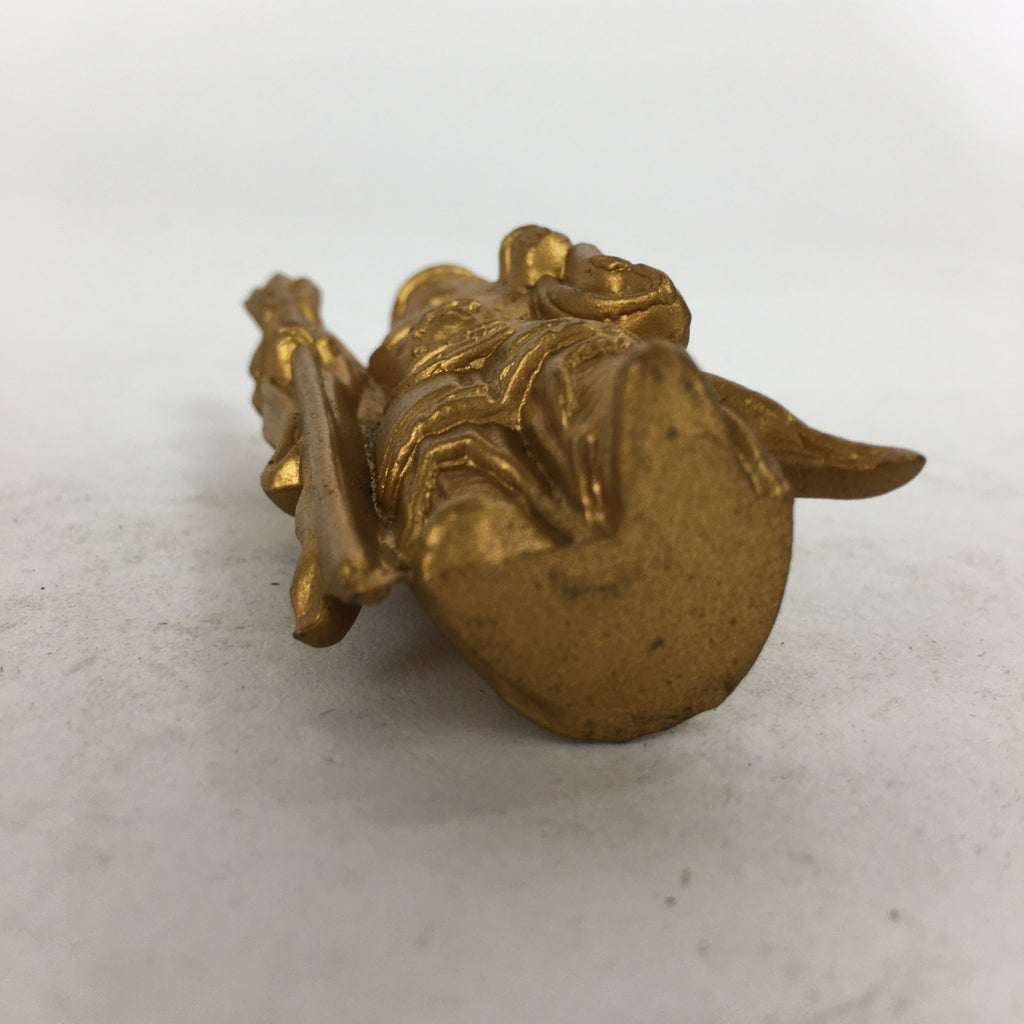 Japanese Brass 7 Lucky Gods Statue Bishamonten Vtg Golden Figurine Okimono BD717