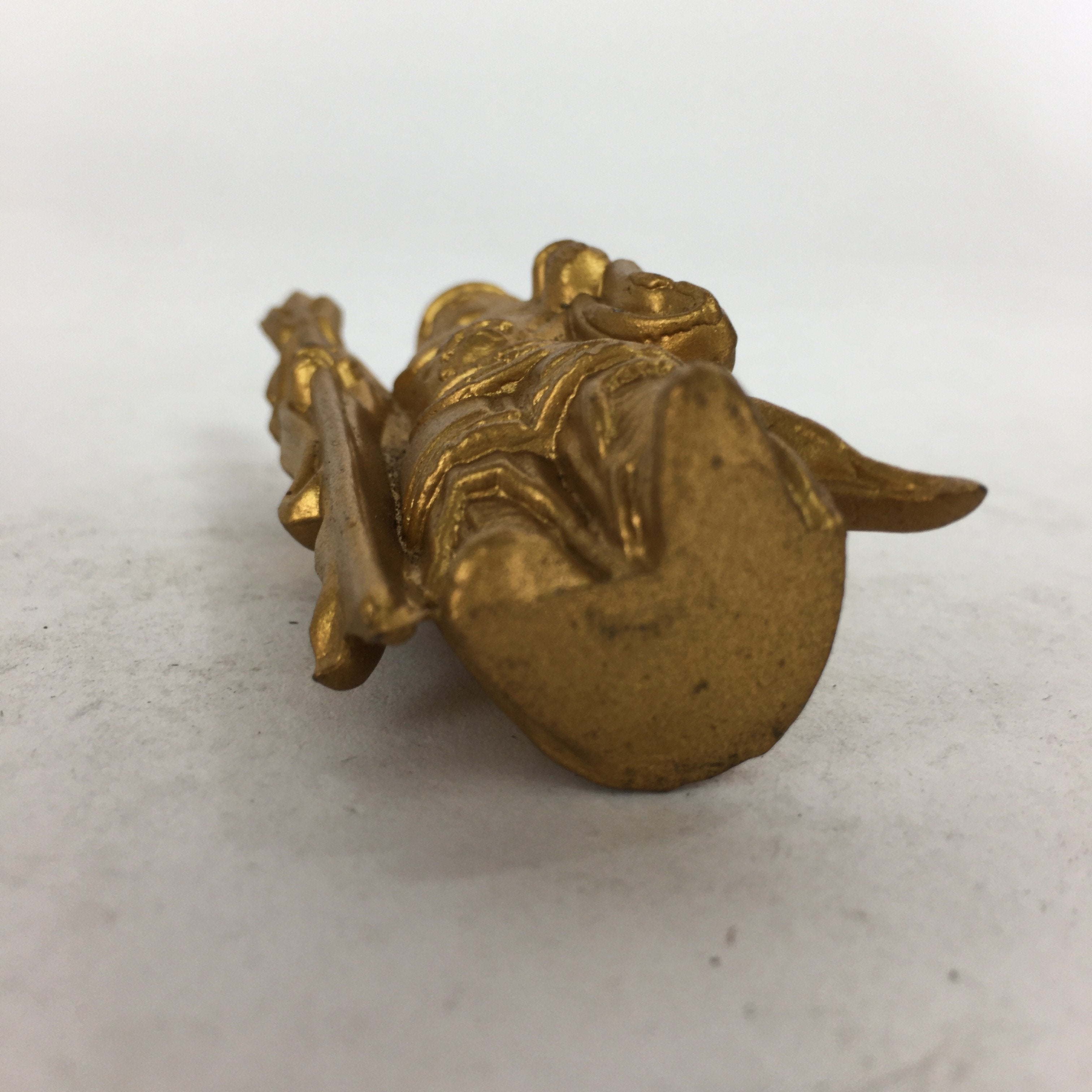 Japanese Brass 7 Lucky Gods Statue Bishamonten Vtg Golden Figurine Okimono BD717