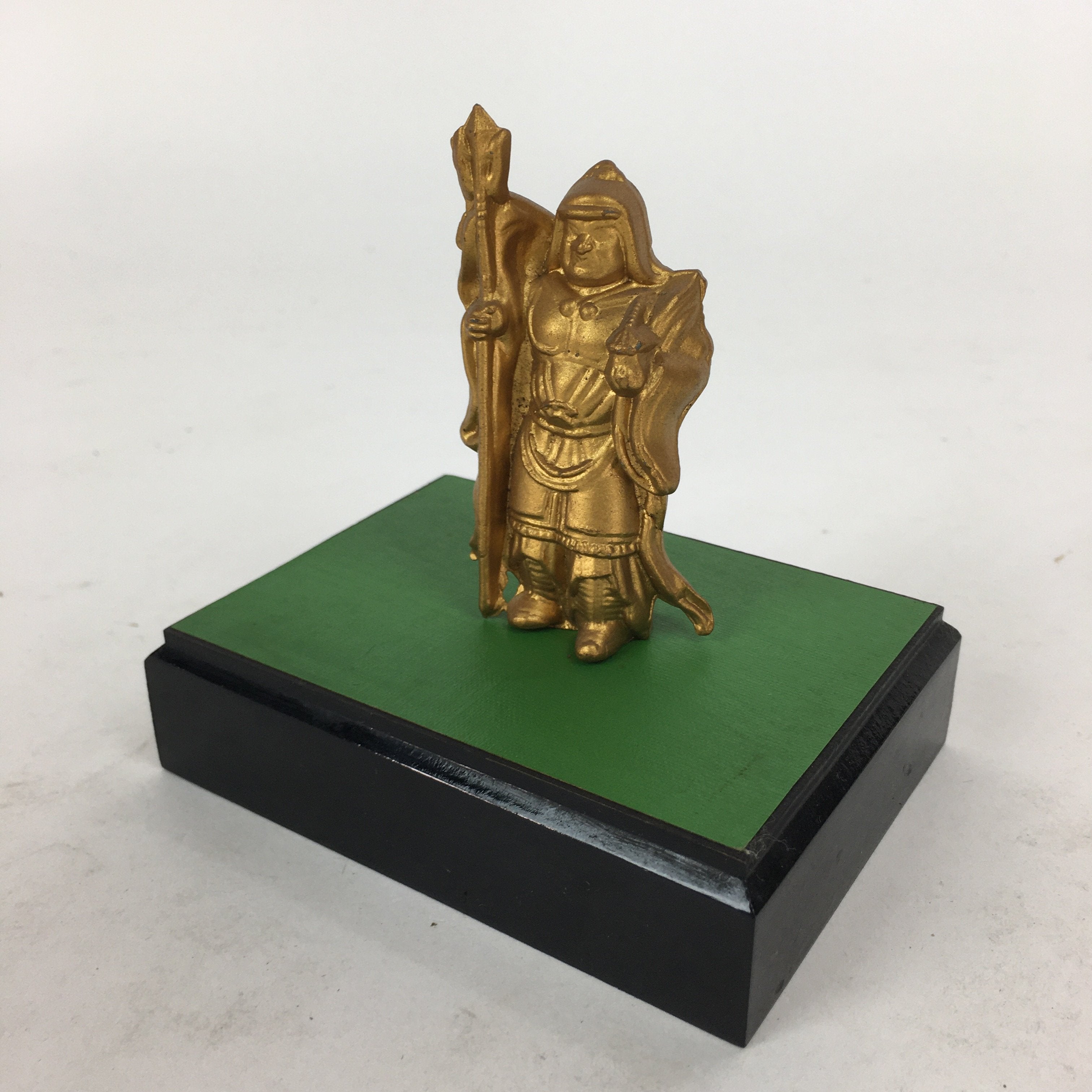 Japanese Brass 7 Lucky Gods Statue Bishamonten Vtg Golden Figurine Okimono BD717