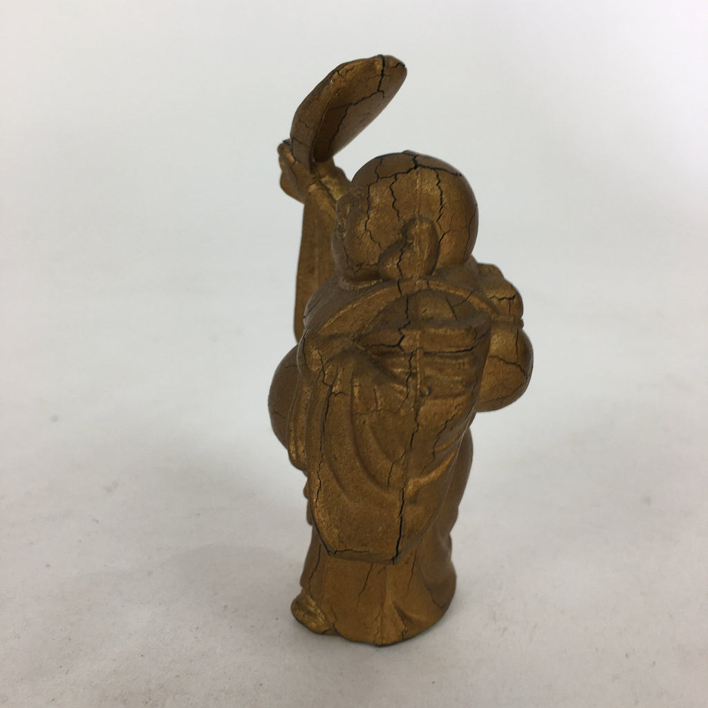 Japanese Brass 7 Lucky Gods Statue Hotei Vtg Golden Figurine Okimono BD711
