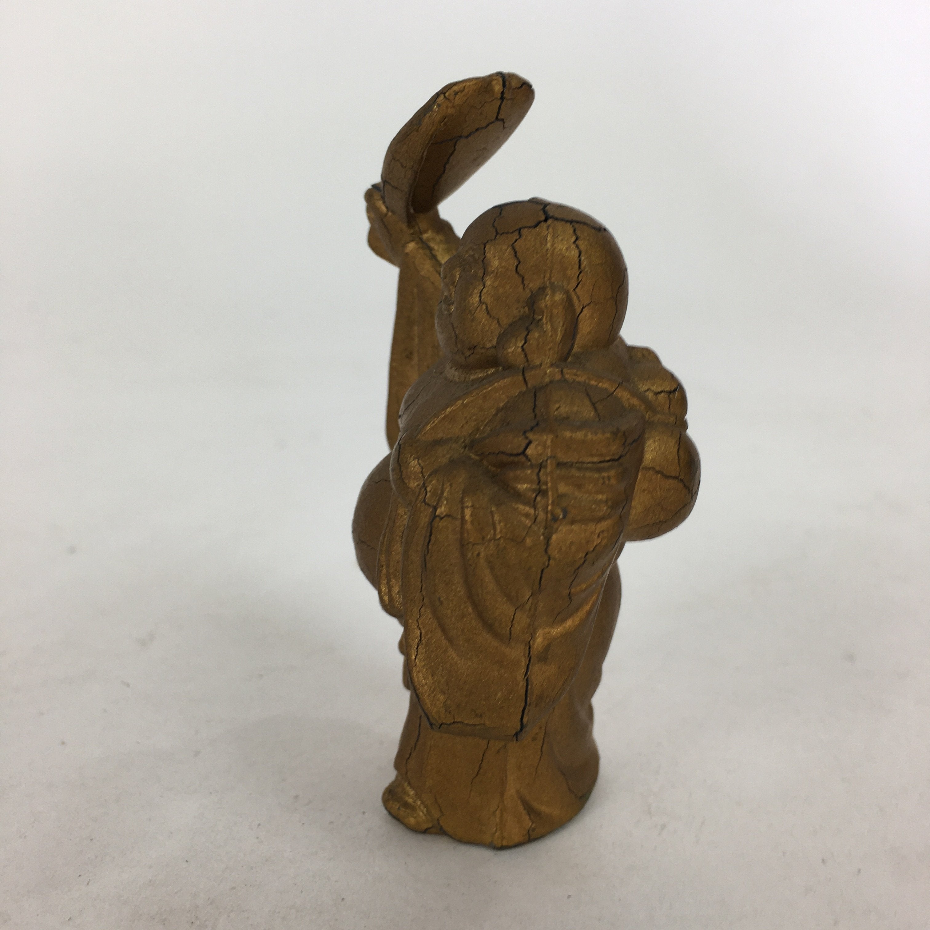 Japanese Brass 7 Lucky Gods Statue Hotei Vtg Golden Figurine Okimono BD711