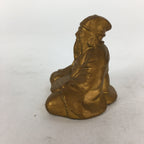 Japanese Brass 7 Lucky Gods Statue Jurojin Vtg Golden Figurine Okimono BD713