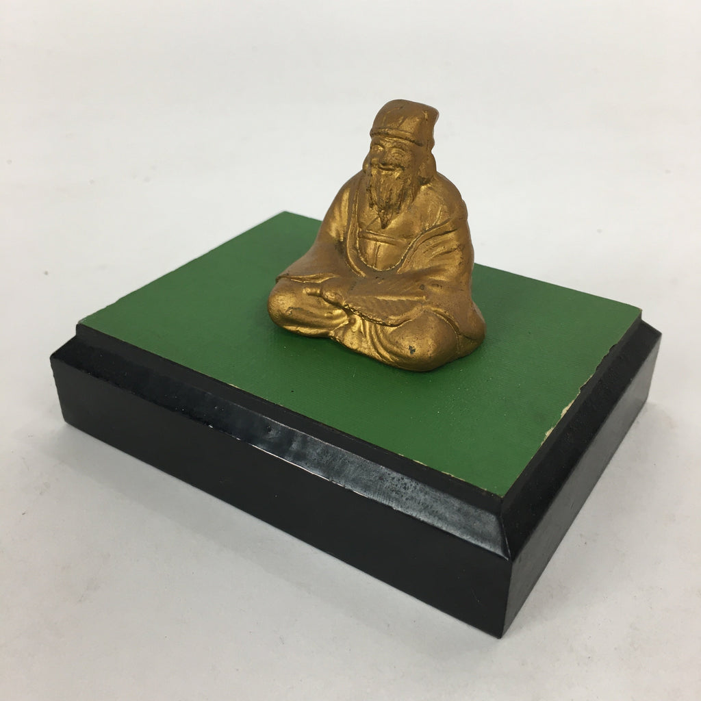 Japanese Brass 7 Lucky Gods Statue Jurojin Vtg Golden Figurine Okimono BD713