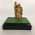Japanese Brass 7Lucky Gods Statue Bishamonten Vtg Golden Figurine Okimono BD715
